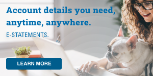 Account details you need, anytime, anywhere. E-Statements. Learn more.