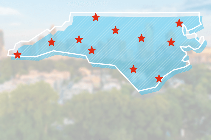 Civic Credit Union branch locations on a North Carolina map