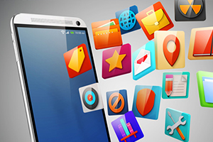 mobile app icons and mobile device