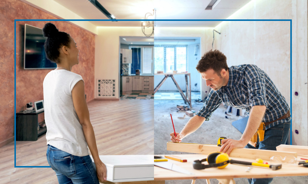 homeowner moving, contractor renovating house