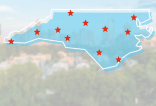 Civic Credit Union branch locations on a North Carolina map