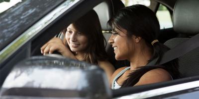Teenage girls in a car