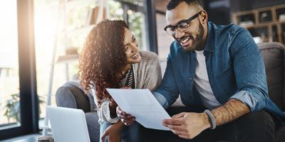 Couple planning their budget together