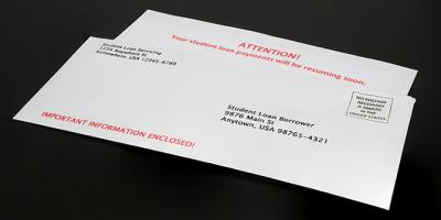Student Loan Payment Resuming Notice in Envelope