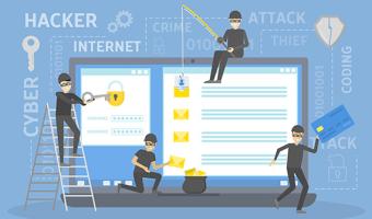 Illustration of thieves robbing a computer.