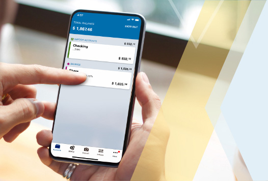 LGFCU mobile app open on smart phone