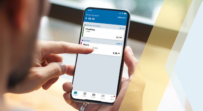 LGFCU mobile app open on smart phone