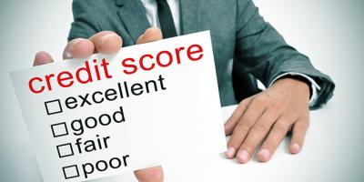 Sign reading credit score excellent, good, fair, poor