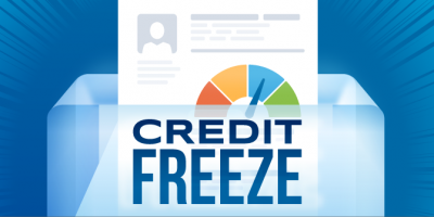 Illustrative credit report that says credit freeze.