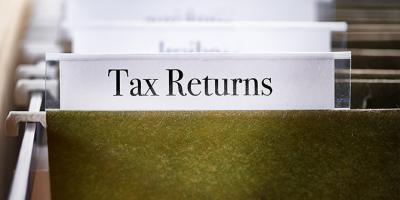 File folder tab reading tax returns